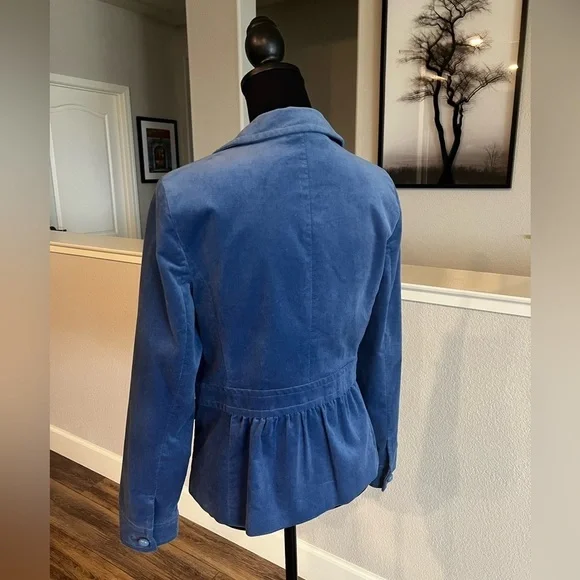 Talbot’s Blue Velvet Military Style Jacket with Structured Fit - Size 8 - Picture 5 of 12